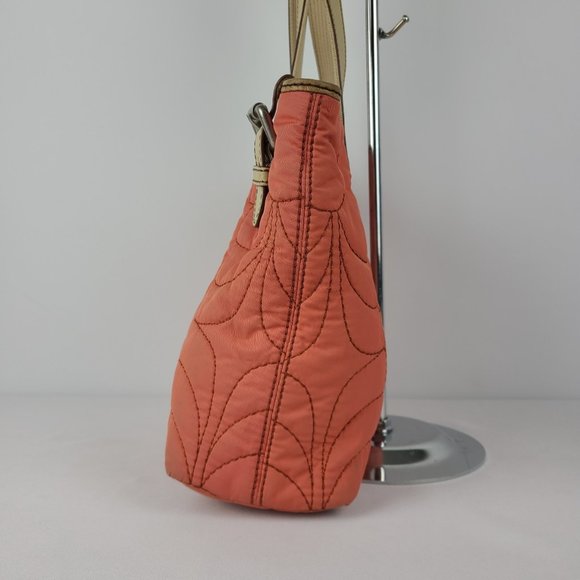 Fossil coral colour Fabric & Leather Tote Purse. - Picture 3 of 12